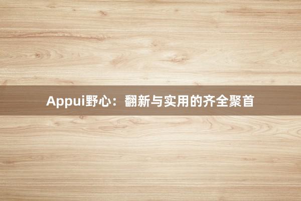 Appui野心：翻新与实用的齐全聚首